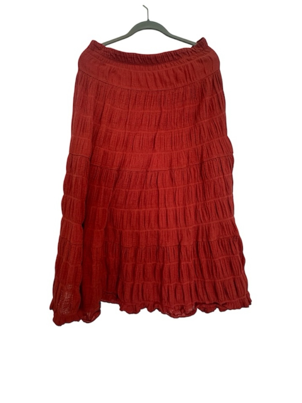 Max Studio Textured Knit Tiered Flowy Midi Skirt | Size Large Terracotta